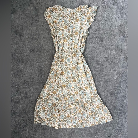 Faherty Brand Carmen Floral Ruffle Wrap MIDI Dress - Picture 6 of 8